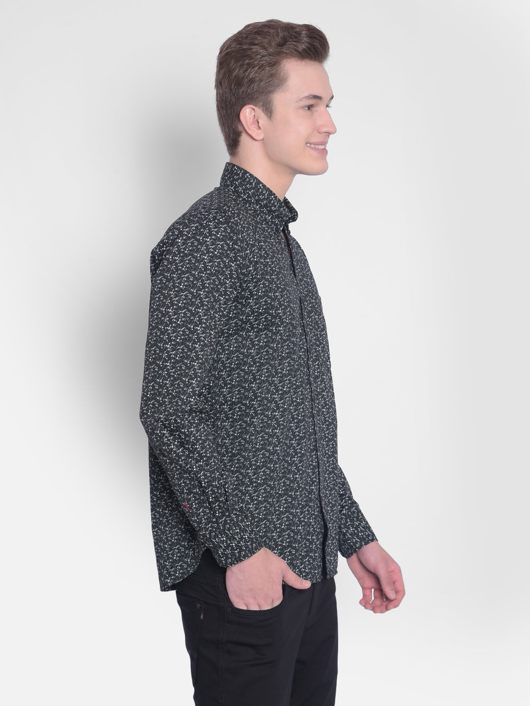 Navy Blue Printed Shirt-Men Shirts-Crimsoune Club