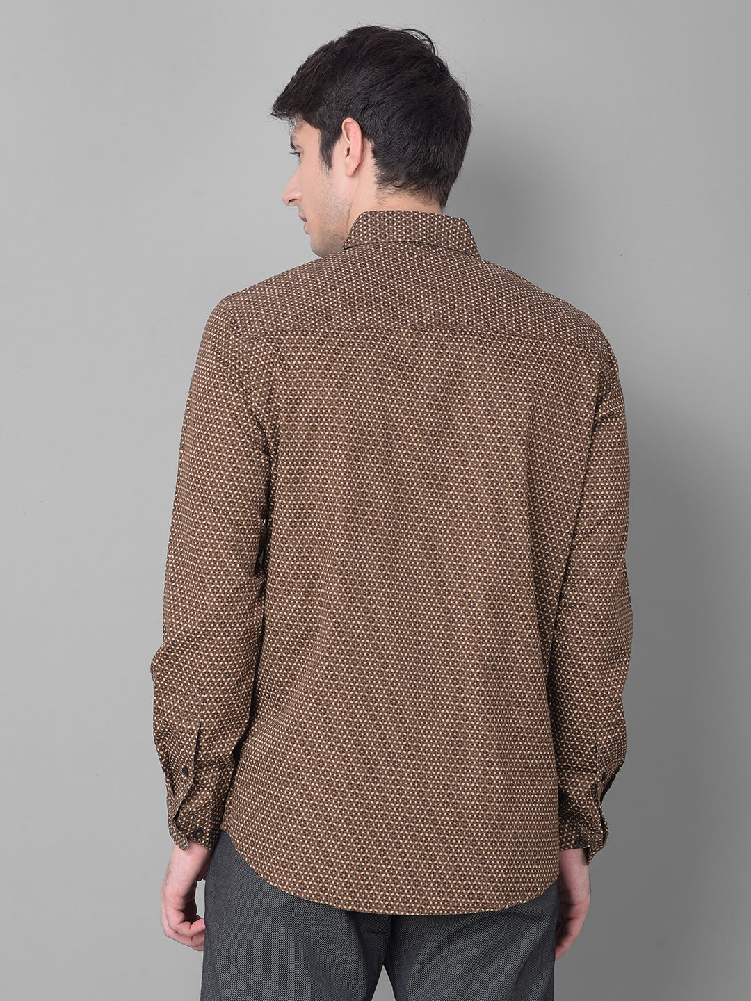 Brown Printed Shirt-Men Shirts-Crimsoune Club