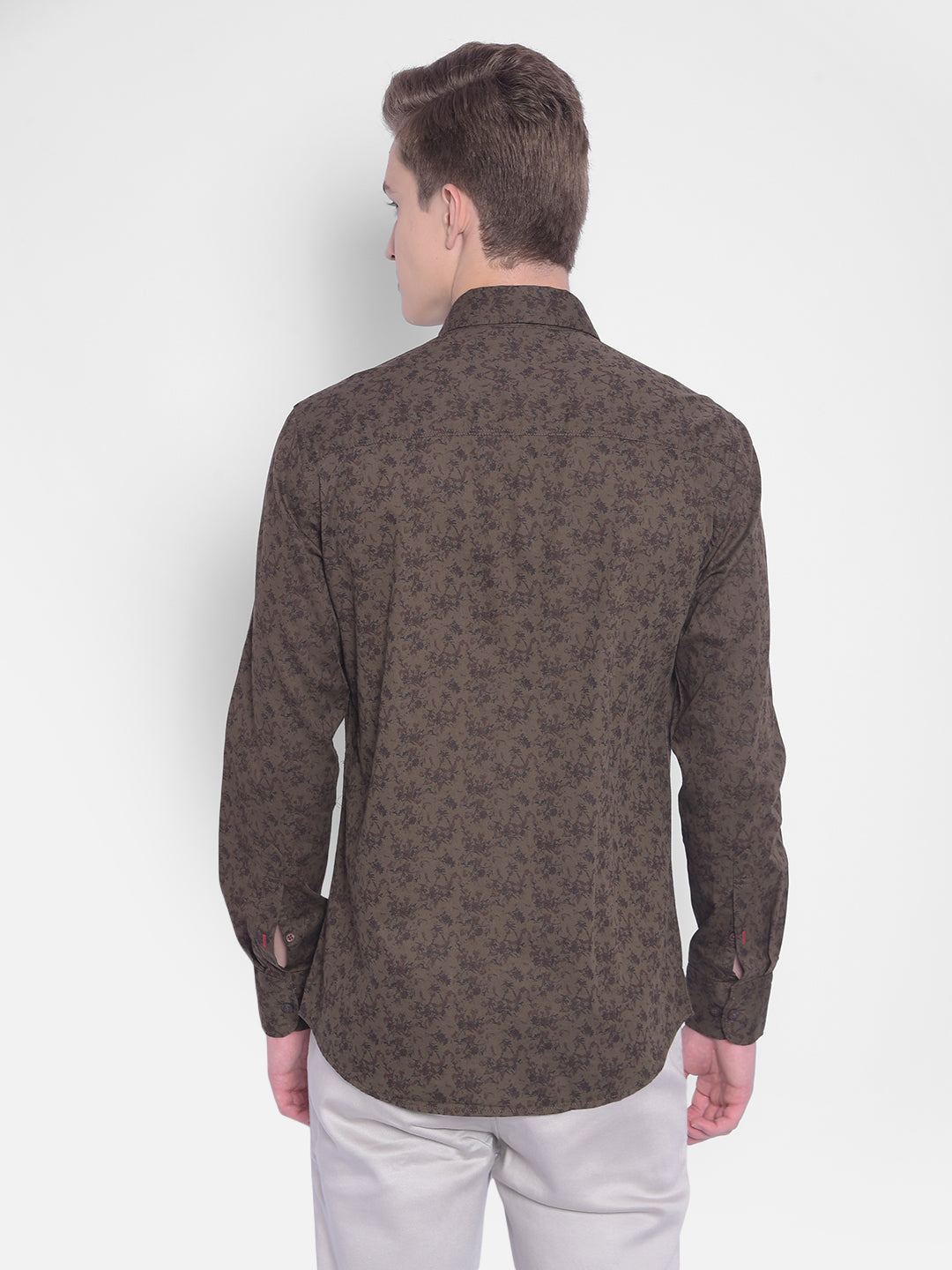 Brown Printed Shirt-Men Shirts-Crimsoune Club