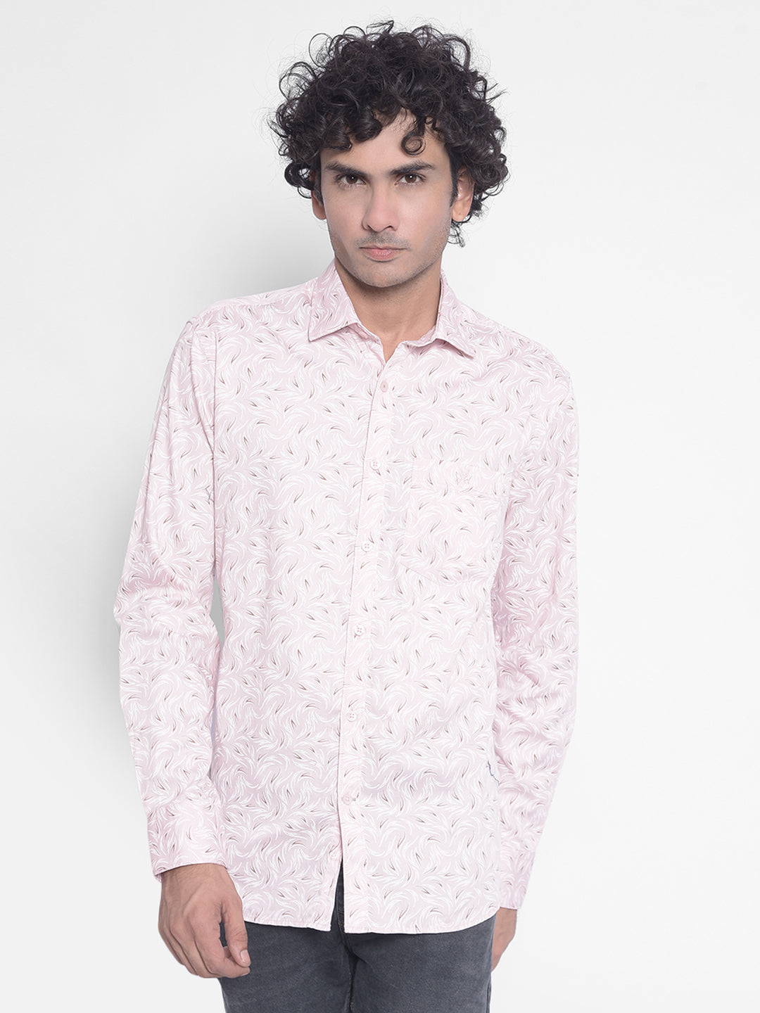 Pink Printed Shirt-Men Shirts-Crimsoune Club