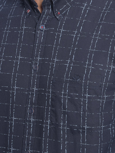 Navy Blue Checked Shirt-Men Shirts-Crimsoune Club