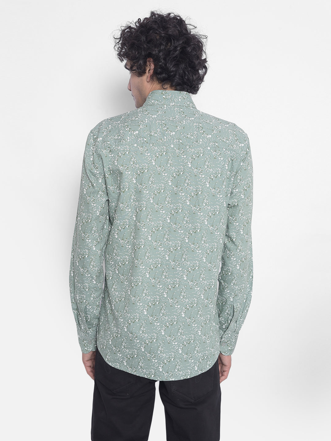 Green Floral Shirt-Men Shirts-Crimsoune Club