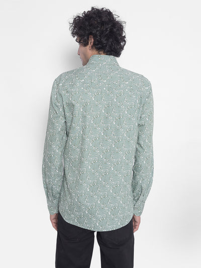 Green Floral Shirt-Men Shirts-Crimsoune Club