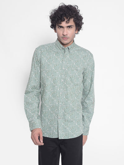 Green Floral Shirt-Men Shirts-Crimsoune Club