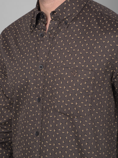 Brown Printed Shirt-Men Shirts-Crimsoune Club