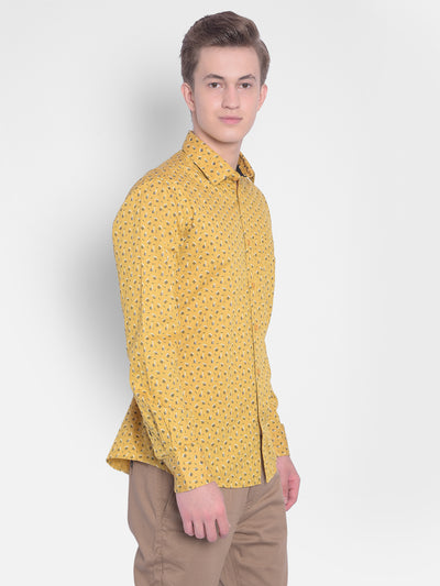 Mustard Printed Shirt-Men Shirts-Crimsoune Club