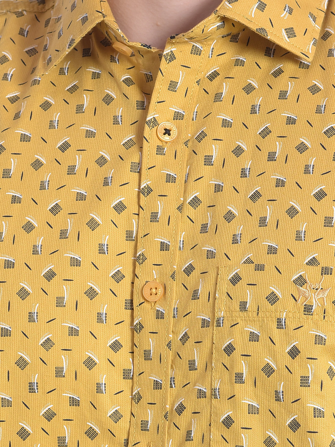 Mustard Printed Shirt-Men Shirts-Crimsoune Club