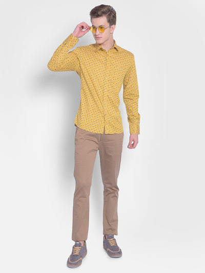 Mustard Printed Shirt-Men Shirts-Crimsoune Club