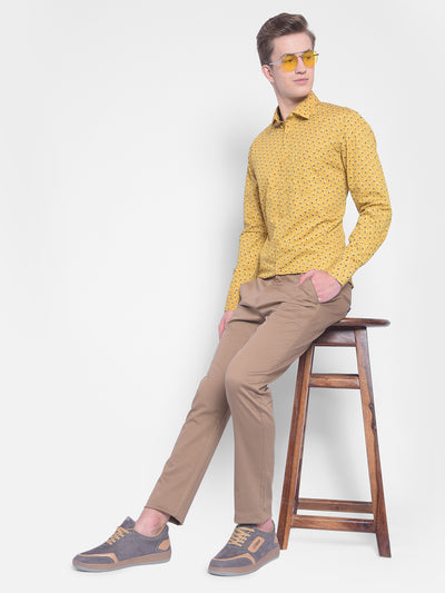 Mustard Printed Shirt-Men Shirts-Crimsoune Club