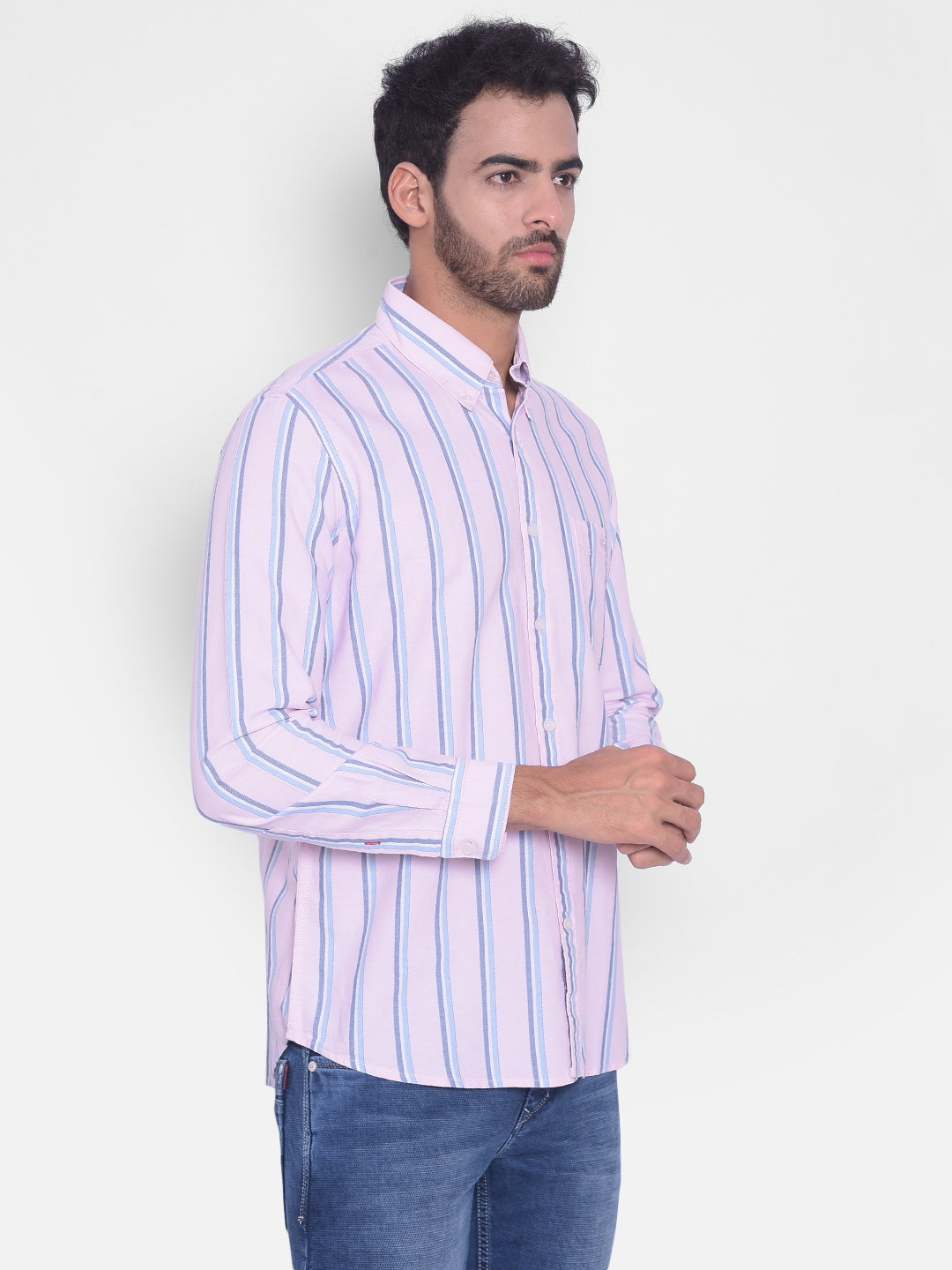 Pink Striped Shirt-Mens Shirts-Crimsoune Club