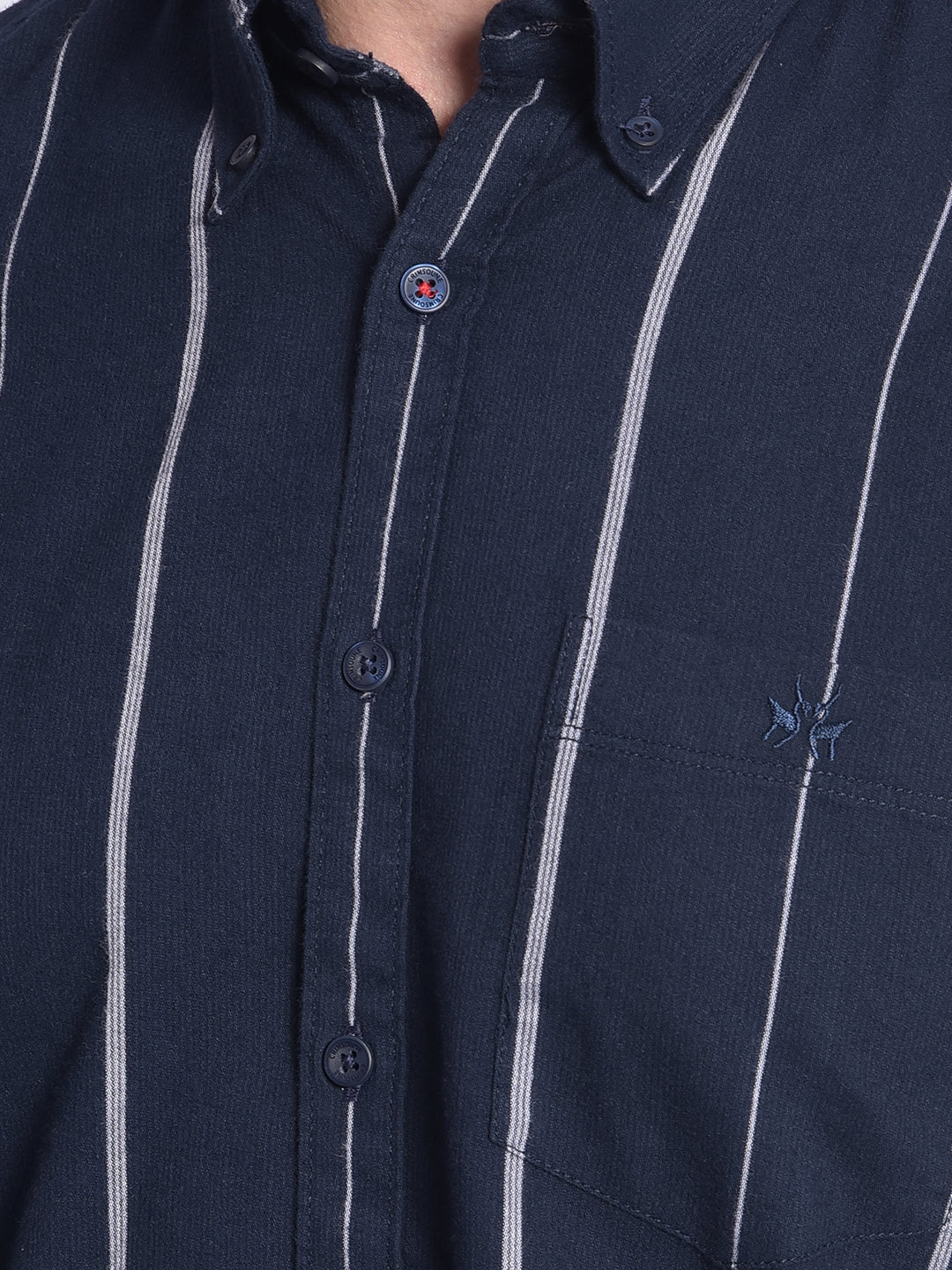 Navy Blue Striped Shirt-Men shirts-Crimsoune Club