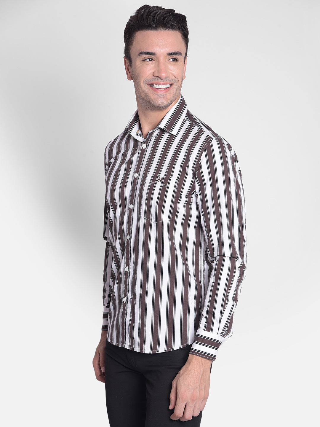 Brown Striped Shirt-Men shirts-Crimsoune Club