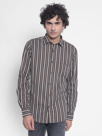 Brown Striped Shirt-Men Shirts-Crimsoune Club