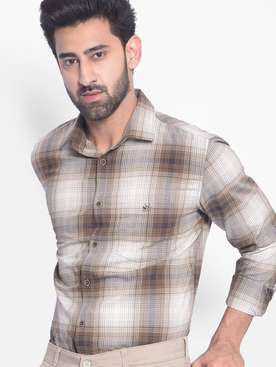 Brown Checked Shirt-Men Shirts-Crimsoune Club