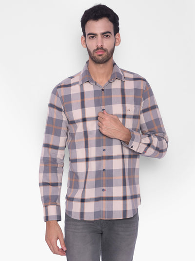 Grey Checked Shirt-Mens Shirts-Crimsoune Club