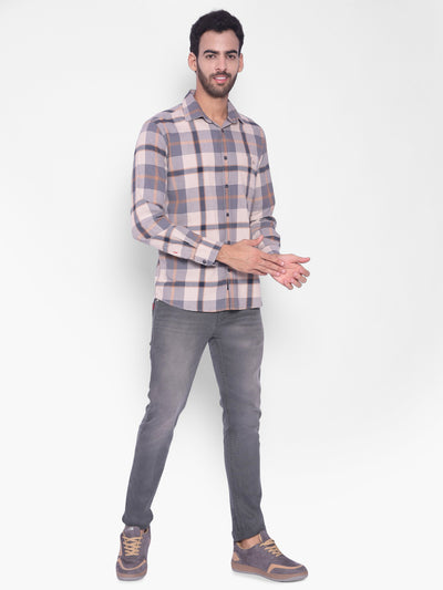 Grey Checked Shirt-Mens Shirts-Crimsoune Club