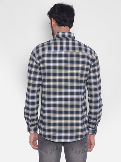 Navy Blue Checked Shirt-Mens Shirts-Crimsoune Club