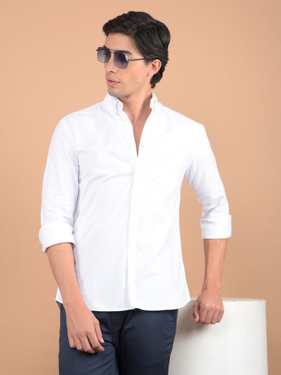 White 100% Cotton Shirt-Men Shirts-Crimsoune Club