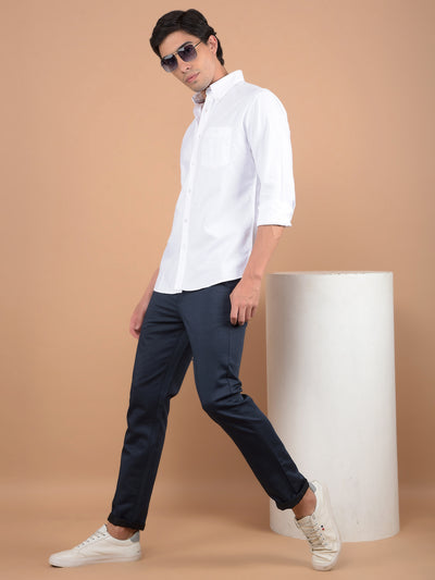 White 100% Cotton Shirt-Men Shirts-Crimsoune Club