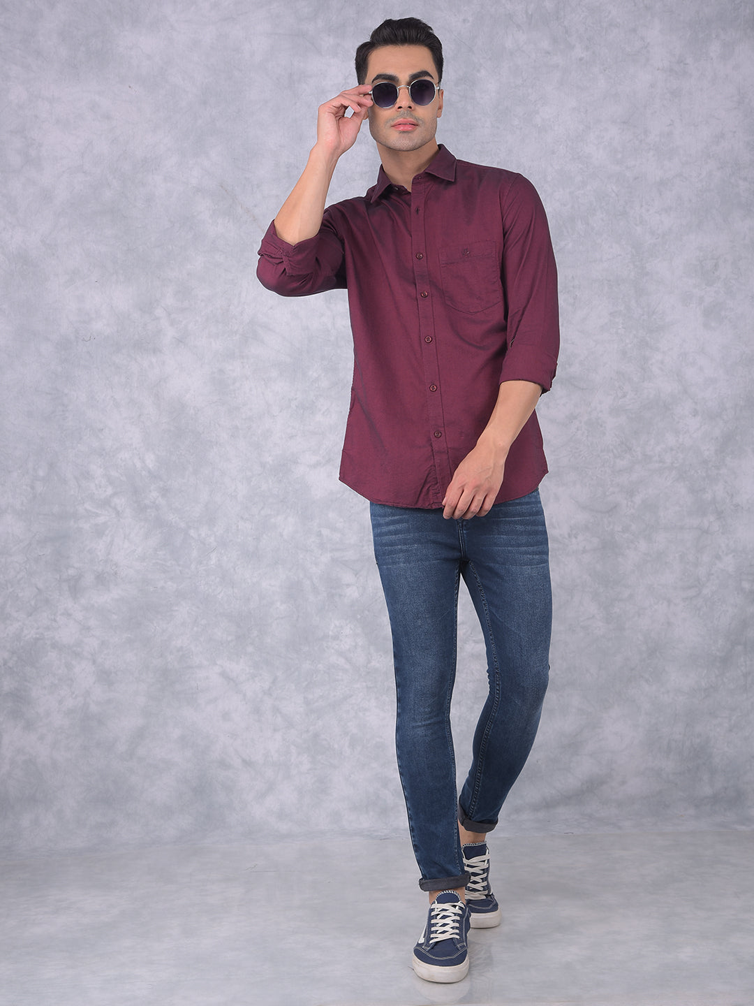 Wine 100% Cotton Shirt-Men Shirts-Crimsoune Club