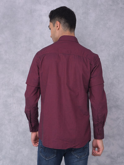 Wine 100% Cotton Shirt-Men Shirts-Crimsoune Club