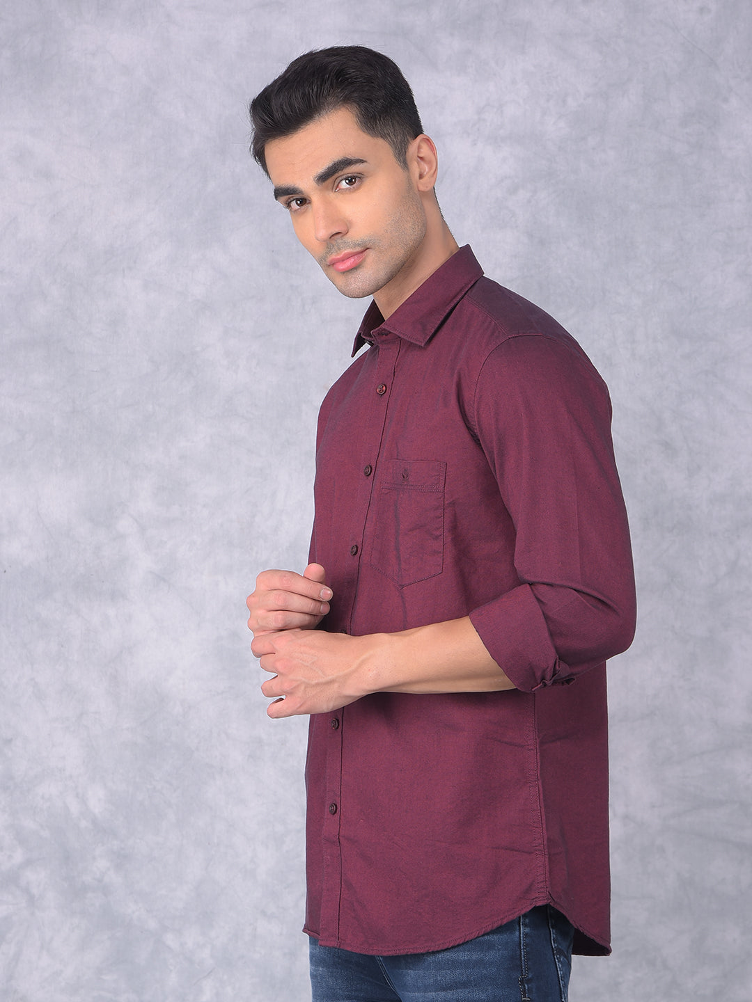 Wine 100% Cotton Shirt-Men Shirts-Crimsoune Club