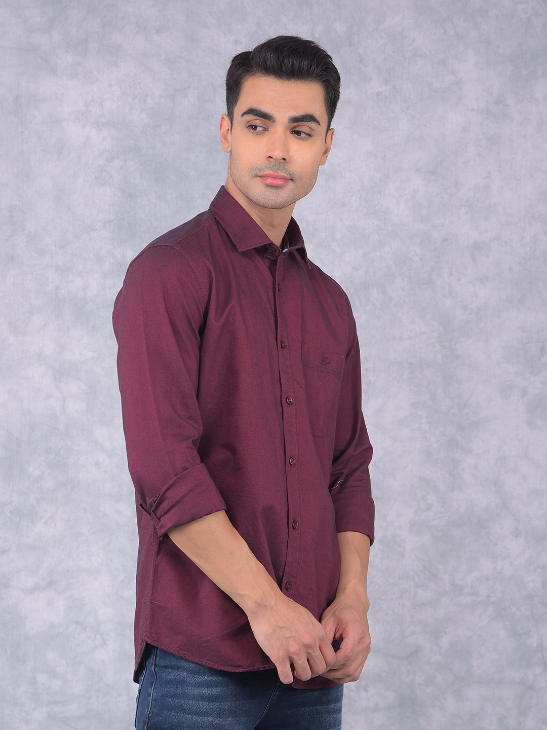 Wine 100% Cotton Shirt-Men Shirts-Crimsoune Club