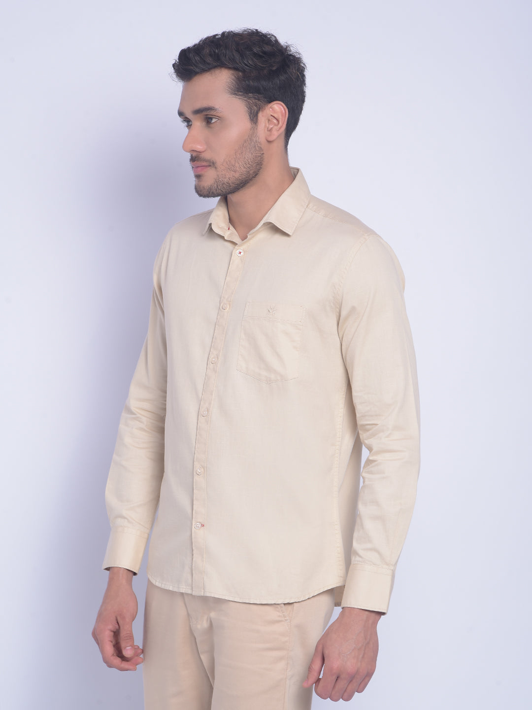 Beige Shirt-Men Shirts-Crimsoune Club