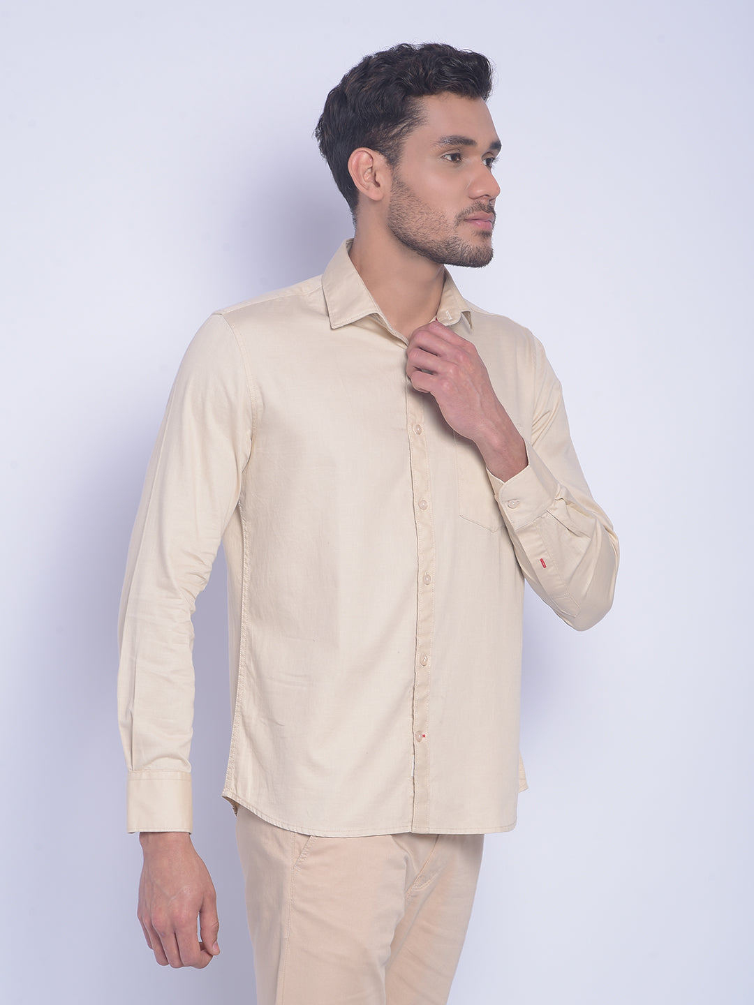 Beige Shirt-Men Shirts-Crimsoune Club