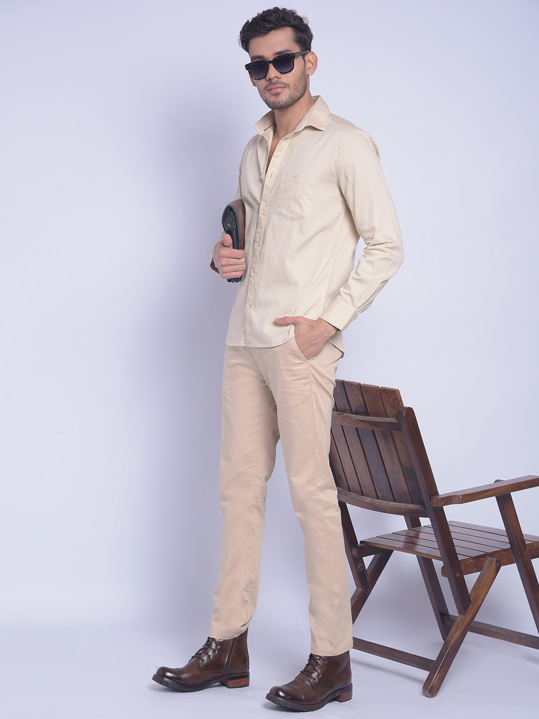 Beige Shirt-Men Shirts-Crimsoune Club