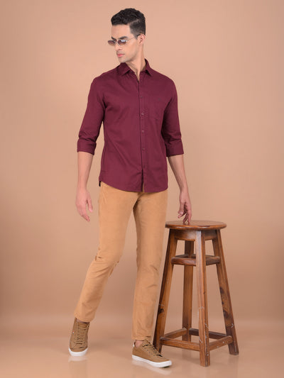 Maroon 100% Cotton Shirt-Men Shirts-Crimsoune Club