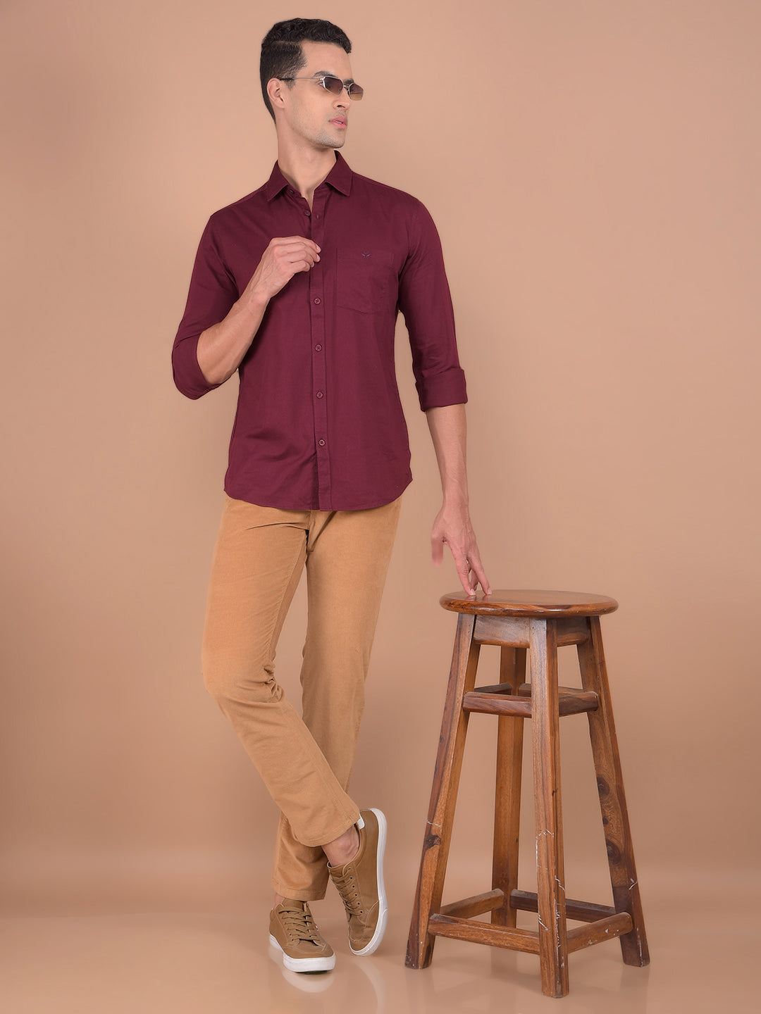 Maroon 100% Cotton Shirt-Men Shirts-Crimsoune Club