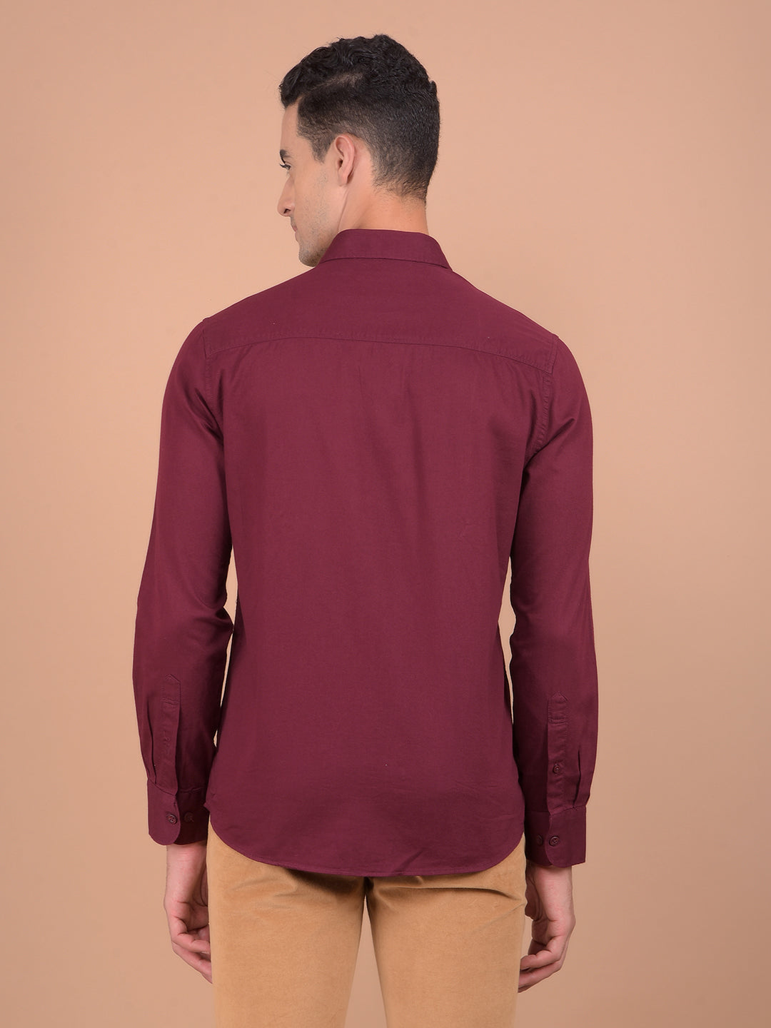 Maroon 100% Cotton Shirt-Men Shirts-Crimsoune Club