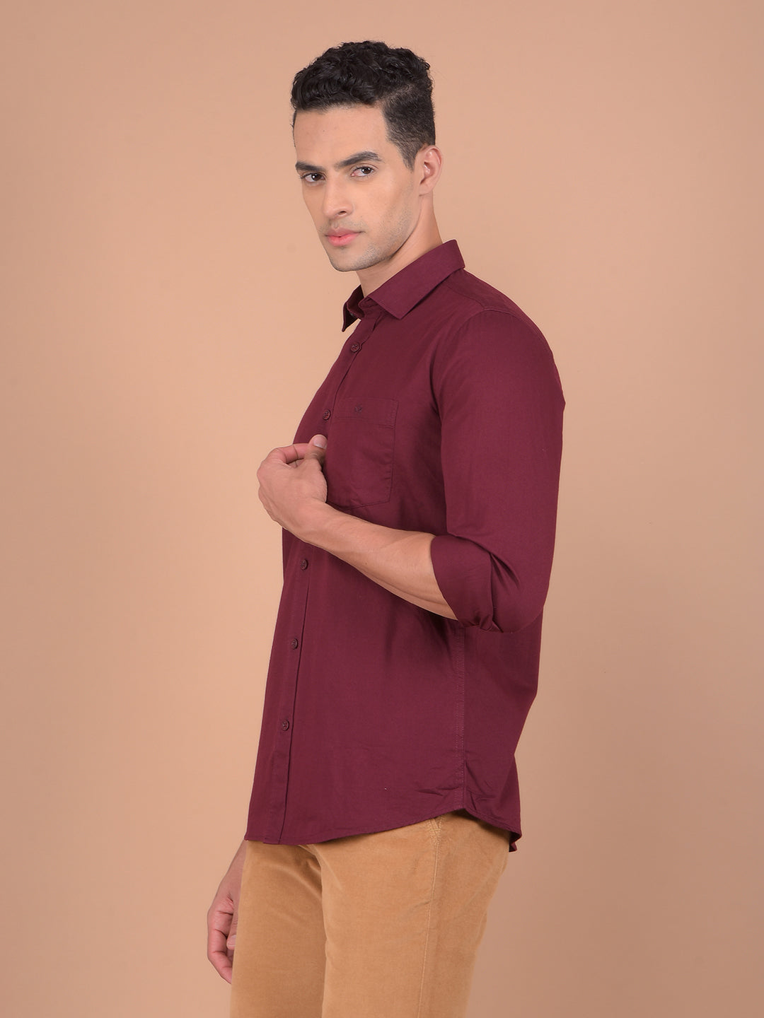 Maroon 100% Cotton Shirt-Men Shirts-Crimsoune Club