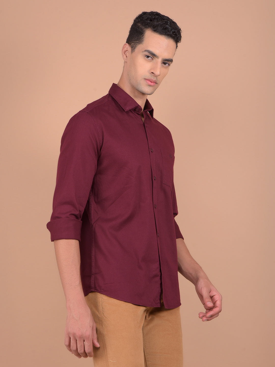 Maroon 100% Cotton Shirt-Men Shirts-Crimsoune Club