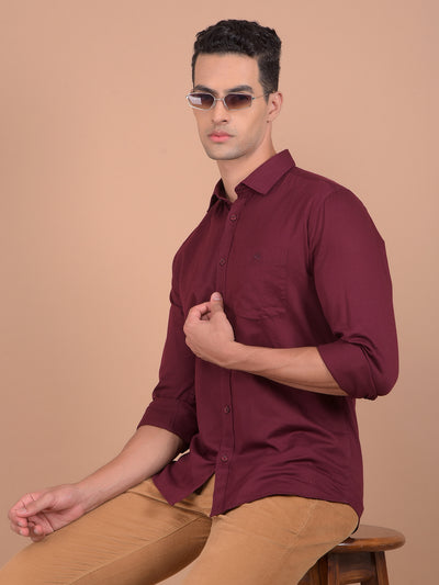 Maroon 100% Cotton Shirt-Men Shirts-Crimsoune Club