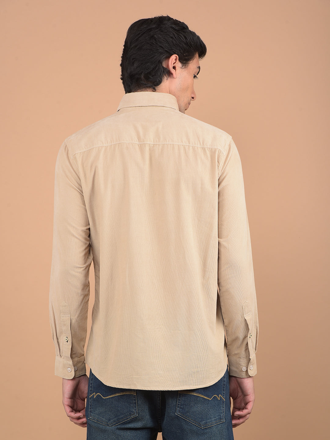 Beige Corduroy Shirt-Men Shirts-Crimsoune Club