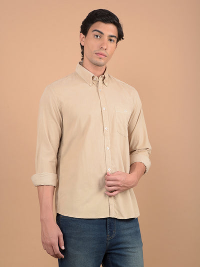 Beige Corduroy Shirt-Men Shirts-Crimsoune Club