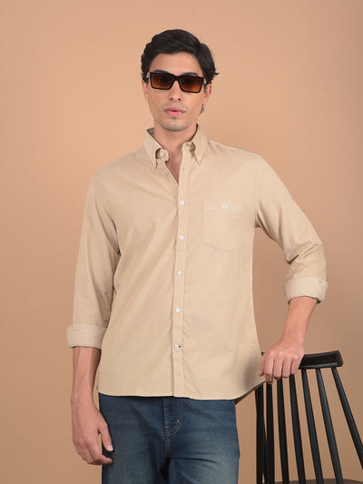 Beige Corduroy Shirt-Men Shirts-Crimsoune Club