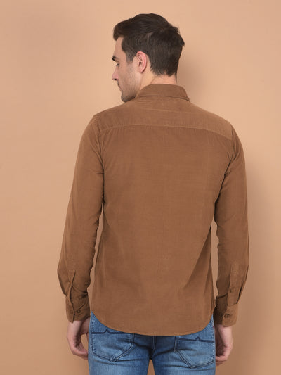 Brown Corduroy Shirt-Men Shirts-Crimsoune Club