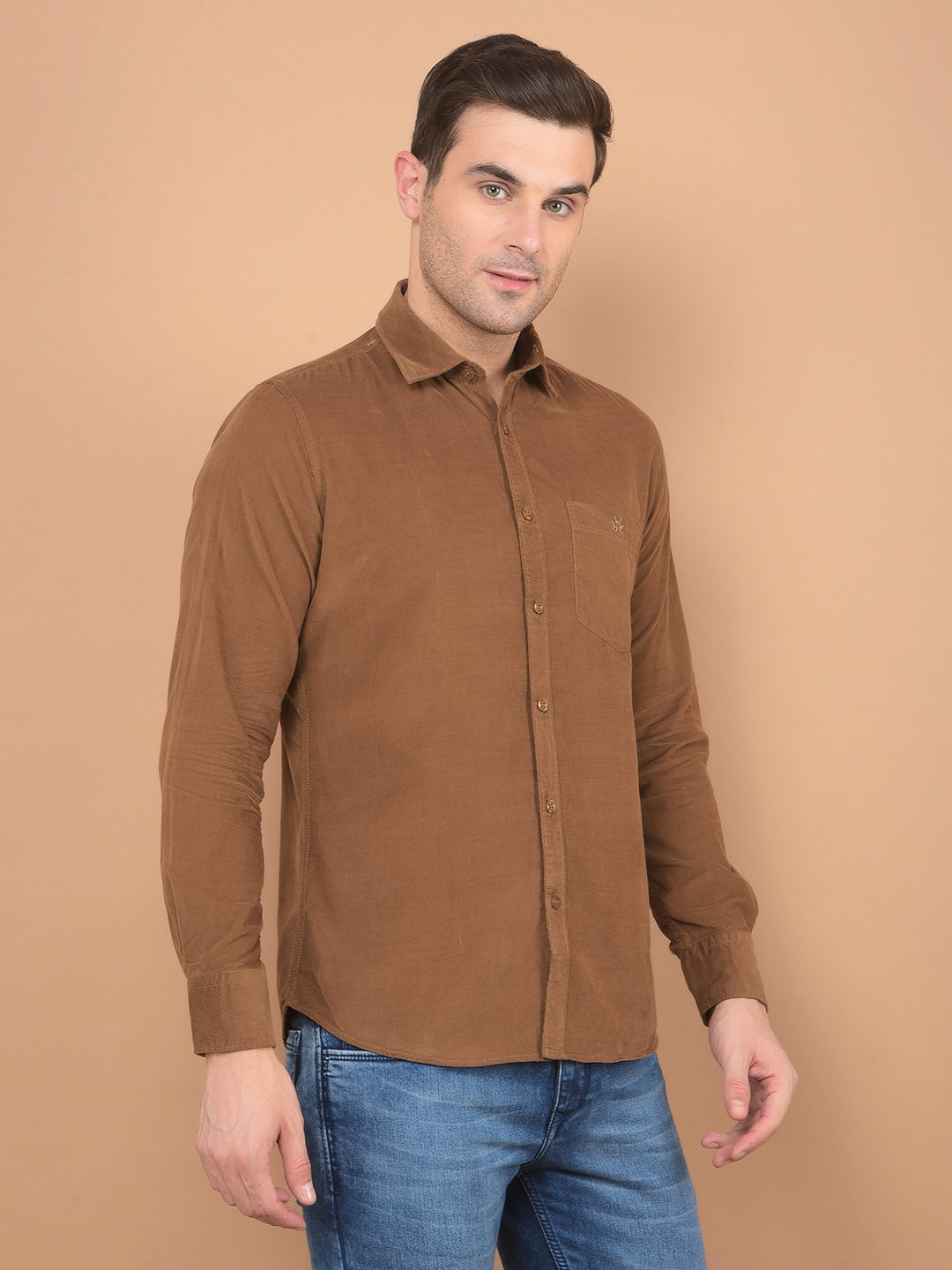 Brown Corduroy Shirt-Men Shirts-Crimsoune Club