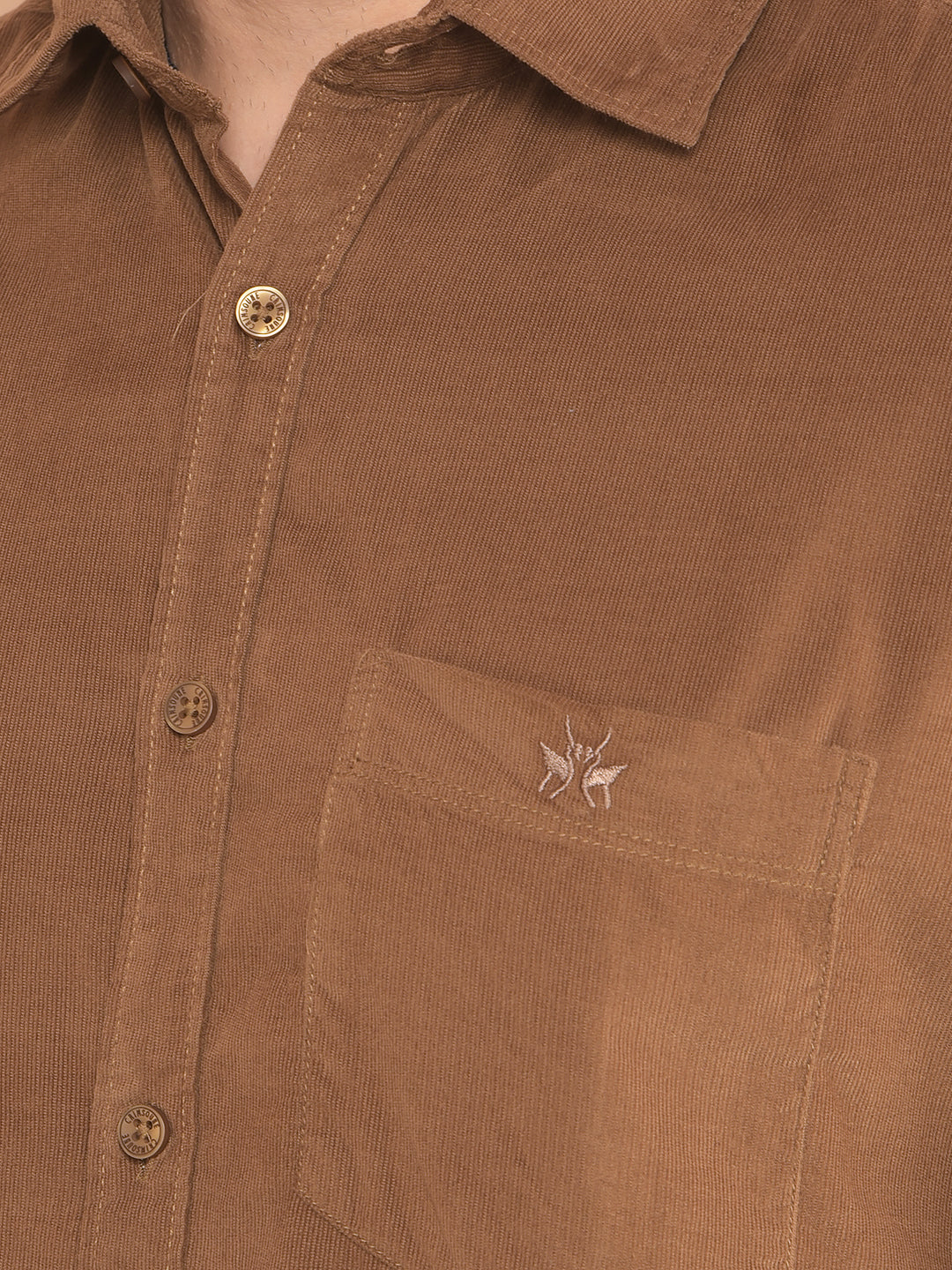 Brown Corduroy Shirt-Men Shirts-Crimsoune Club