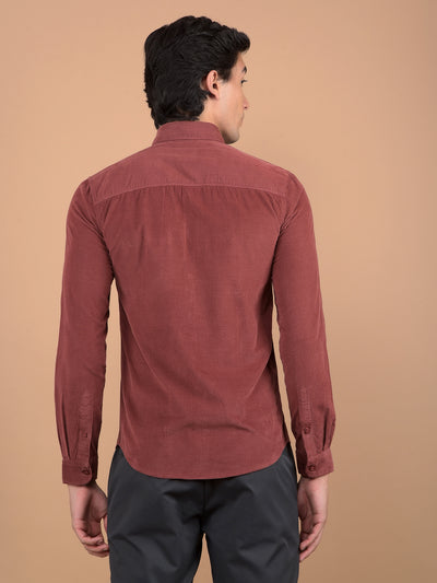 Maroon Corduroy Shirt-Men Shirts-Crimsoune Club