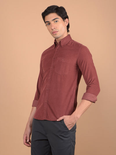 Maroon Corduroy Shirt-Men Shirts-Crimsoune Club