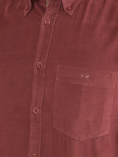 Maroon Corduroy Shirt-Men Shirts-Crimsoune Club