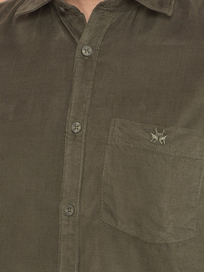 Olive Corduroy Shirt-Men Shirts-Crimsoune Club