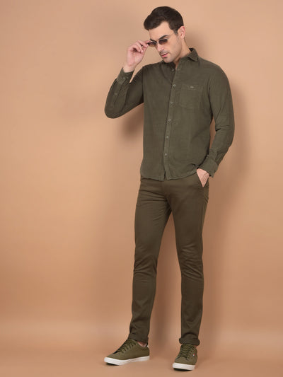 Olive Corduroy Shirt-Men Shirts-Crimsoune Club