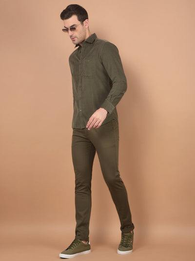 Olive Corduroy Shirt-Men Shirts-Crimsoune Club