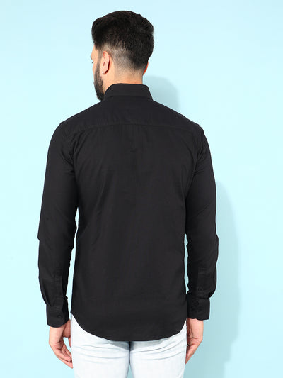 Black 100% Cotton Shirt-Men Shirts-Crimsoune Club