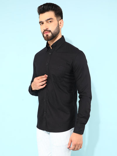 Black 100% Cotton Shirt-Men Shirts-Crimsoune Club